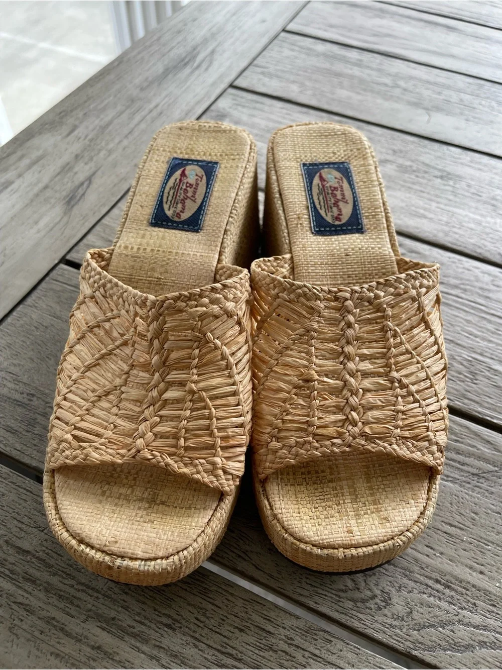 Tommy Bahama Pineapple Wedge Woven Platform Slide Sandals in Natural Size 8